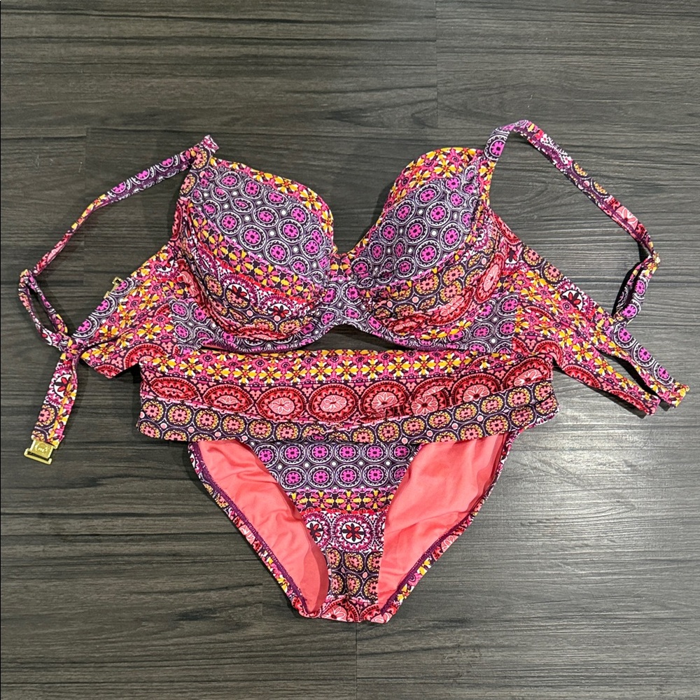 Bleu Rod Beattie Pink and Yellow Patterned Bikini